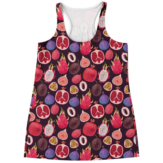 Tropical Summer Fruits Pattern Print Women's Racerback Tank Top