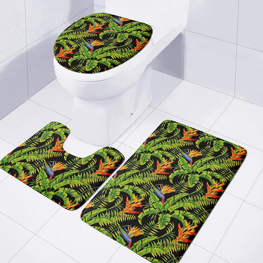 Tropical Summer Pattern Print 3 Piece Bath Mat Set