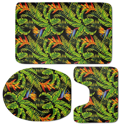 Tropical Summer Pattern Print 3 Piece Bath Mat Set