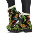 Tropical Summer Pattern Print Faux Fur Leather Boots