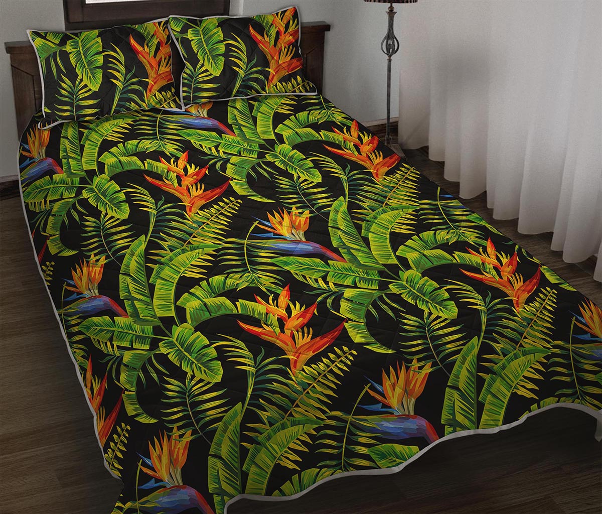 Tropical Summer Pattern Print Quilt Bed Set