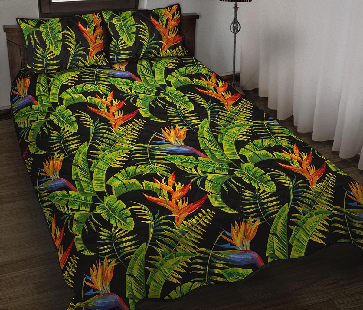 Tropical Summer Pattern Print Quilt Bed Set
