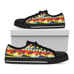 Tropical Sunset Pattern Print Black Low Top Shoes