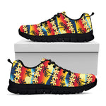 Tropical Sunset Pattern Print Black Sneakers
