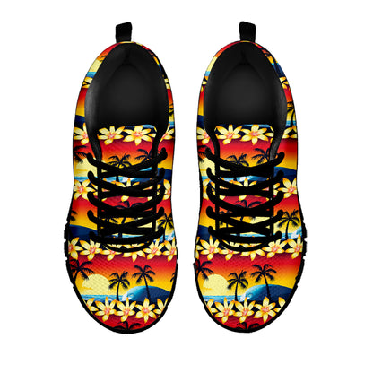 Tropical Sunset Pattern Print Black Sneakers