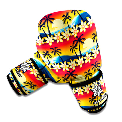 Tropical Sunset Pattern Print Boxing Gloves