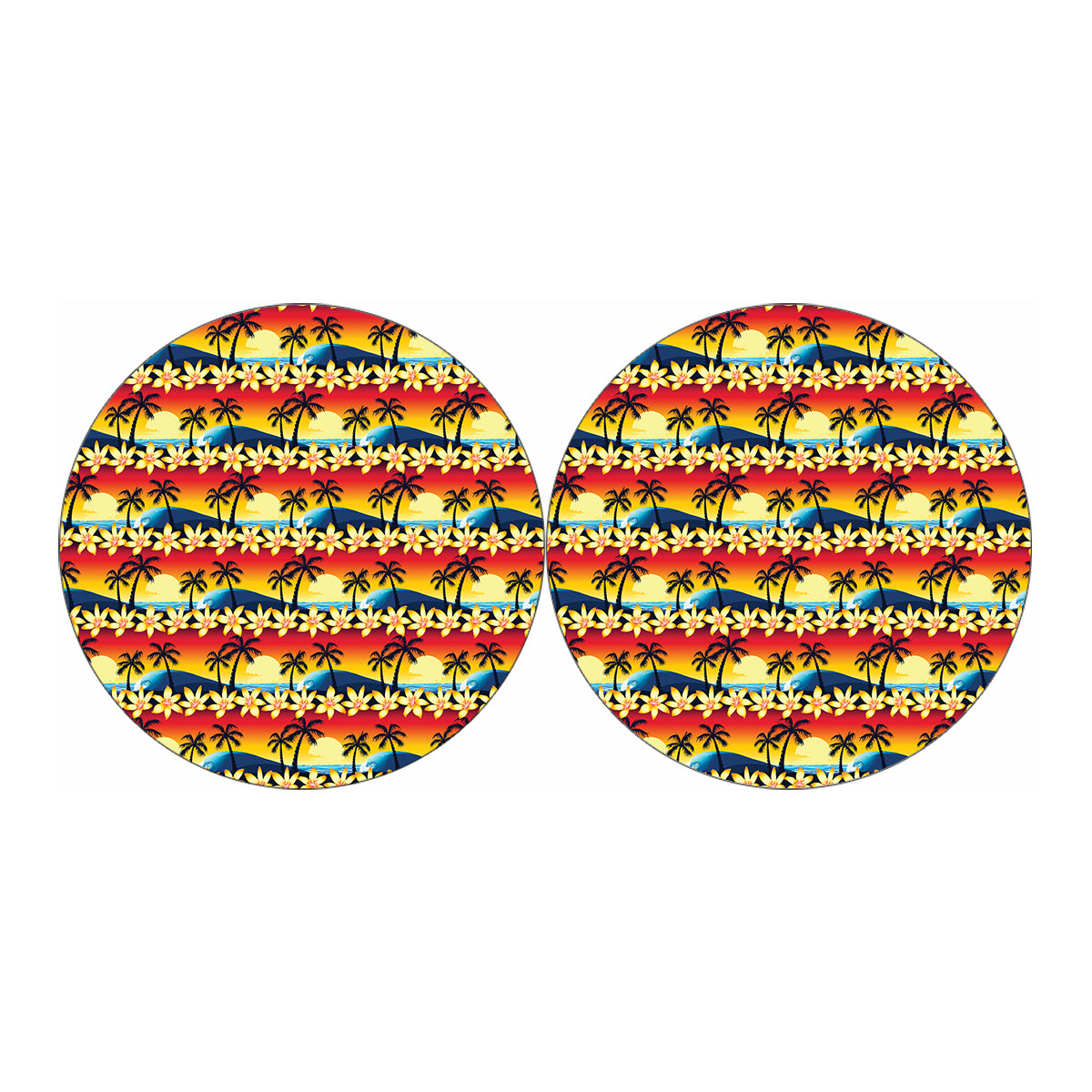 Tropical Sunset Pattern Print Car Coasters