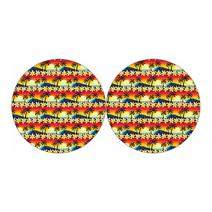 Tropical Sunset Pattern Print Car Coasters