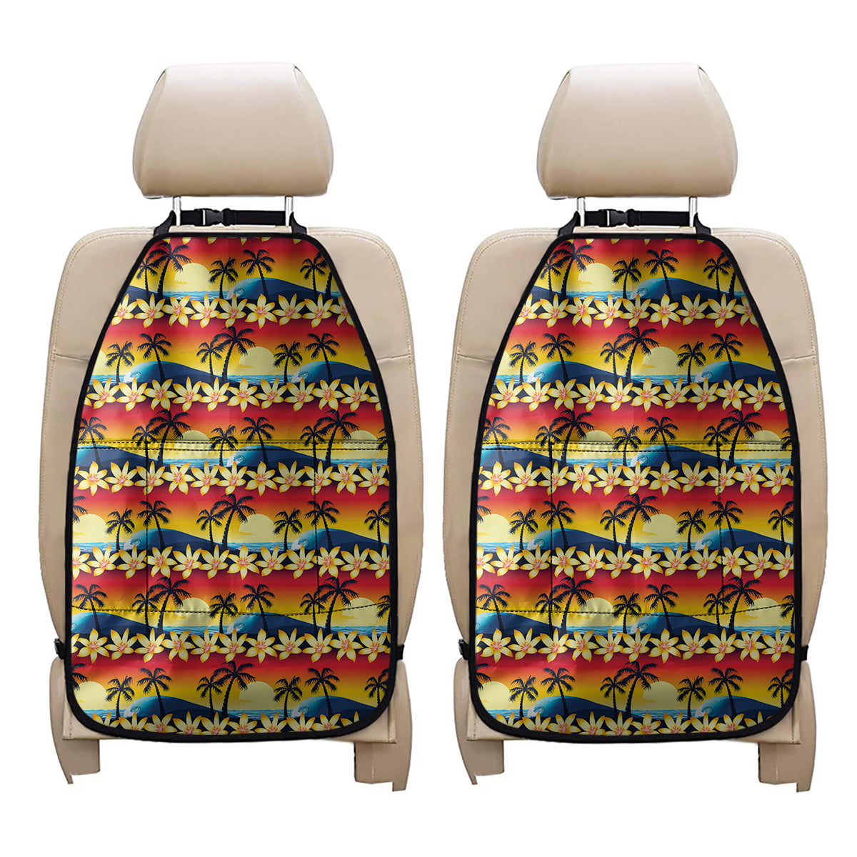 Tropical Sunset Pattern Print Car Seat Organizers
