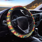 Tropical Sunset Pattern Print Car Steering Wheel Cover