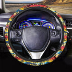Tropical Sunset Pattern Print Car Steering Wheel Cover