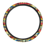 Tropical Sunset Pattern Print Car Steering Wheel Cover