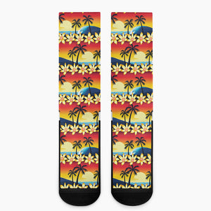 Tropical Sunset Pattern Print Crew Socks