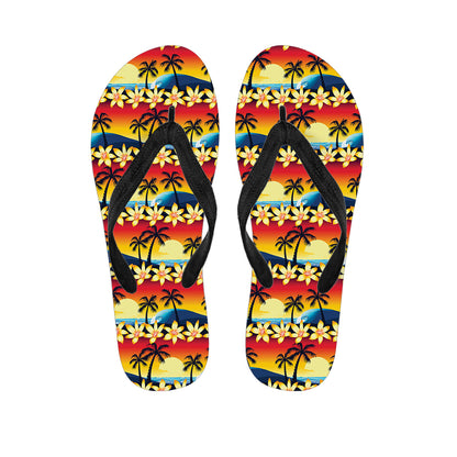 Tropical Sunset Pattern Print Flip Flops