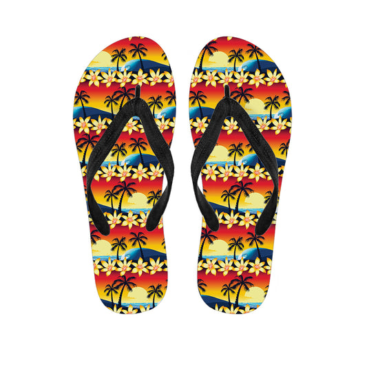 Tropical Sunset Pattern Print Flip Flops