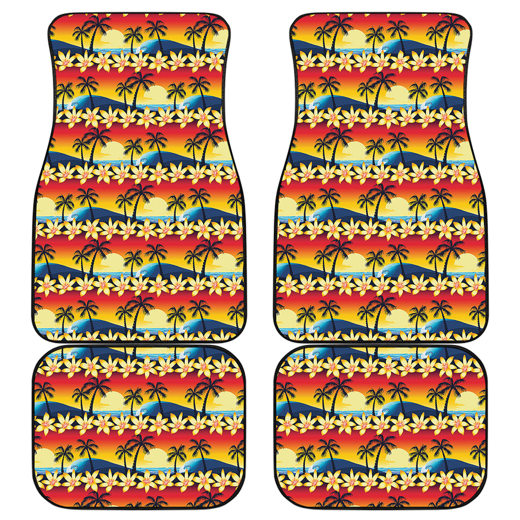 Tropical Sunset Pattern Print Front and Back Car Floor Mats