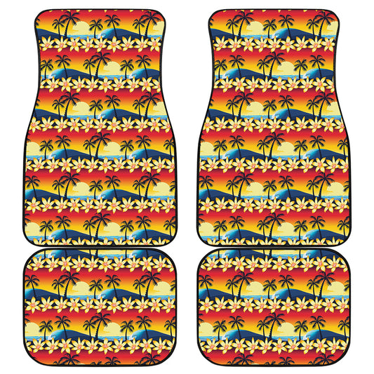 Tropical Sunset Pattern Print Front and Back Car Floor Mats