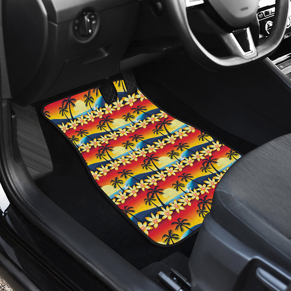 Tropical Sunset Pattern Print Front and Back Car Floor Mats