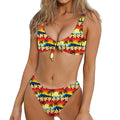 Tropical Sunset Pattern Print Front Bow Tie Bikini