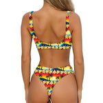 Tropical Sunset Pattern Print Front Bow Tie Bikini