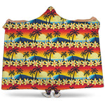 Tropical Sunset Pattern Print Hooded Blanket