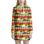 Tropical Sunset Pattern Print Hoodie Dress