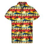 Tropical Sunset Pattern Print Men's Short Sleeve Shirt
