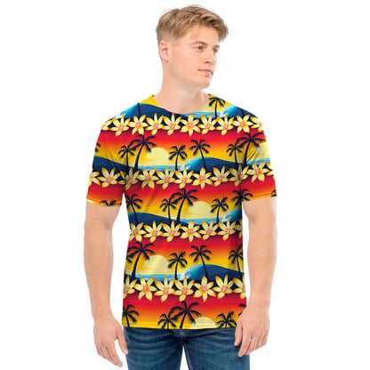 Tropical Sunset Pattern Print Men's T-Shirt