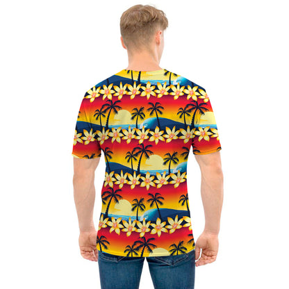 Tropical Sunset Pattern Print Men's T-Shirt