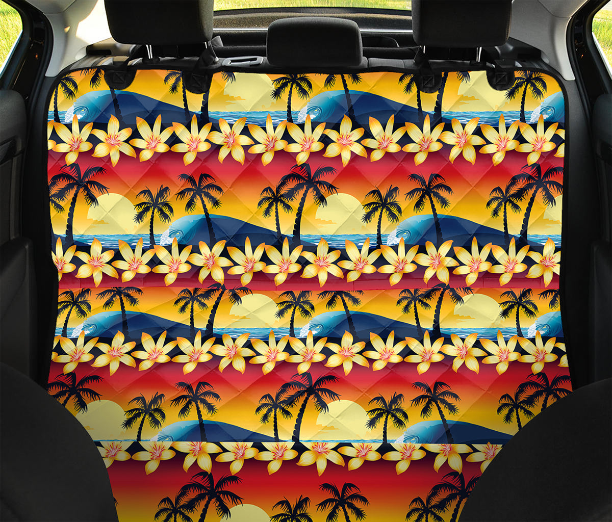 Tropical Sunset Pattern Print Pet Car Back Seat Cover