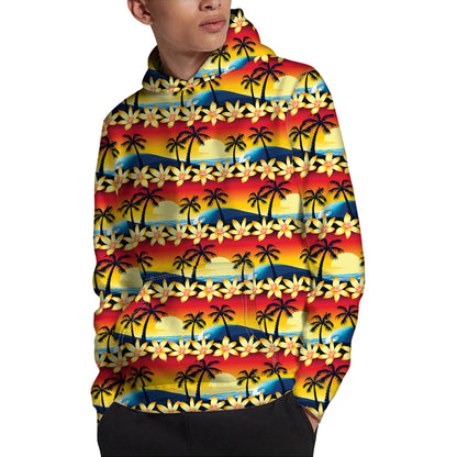 Tropical Sunset Pattern Print Pullover Hoodie