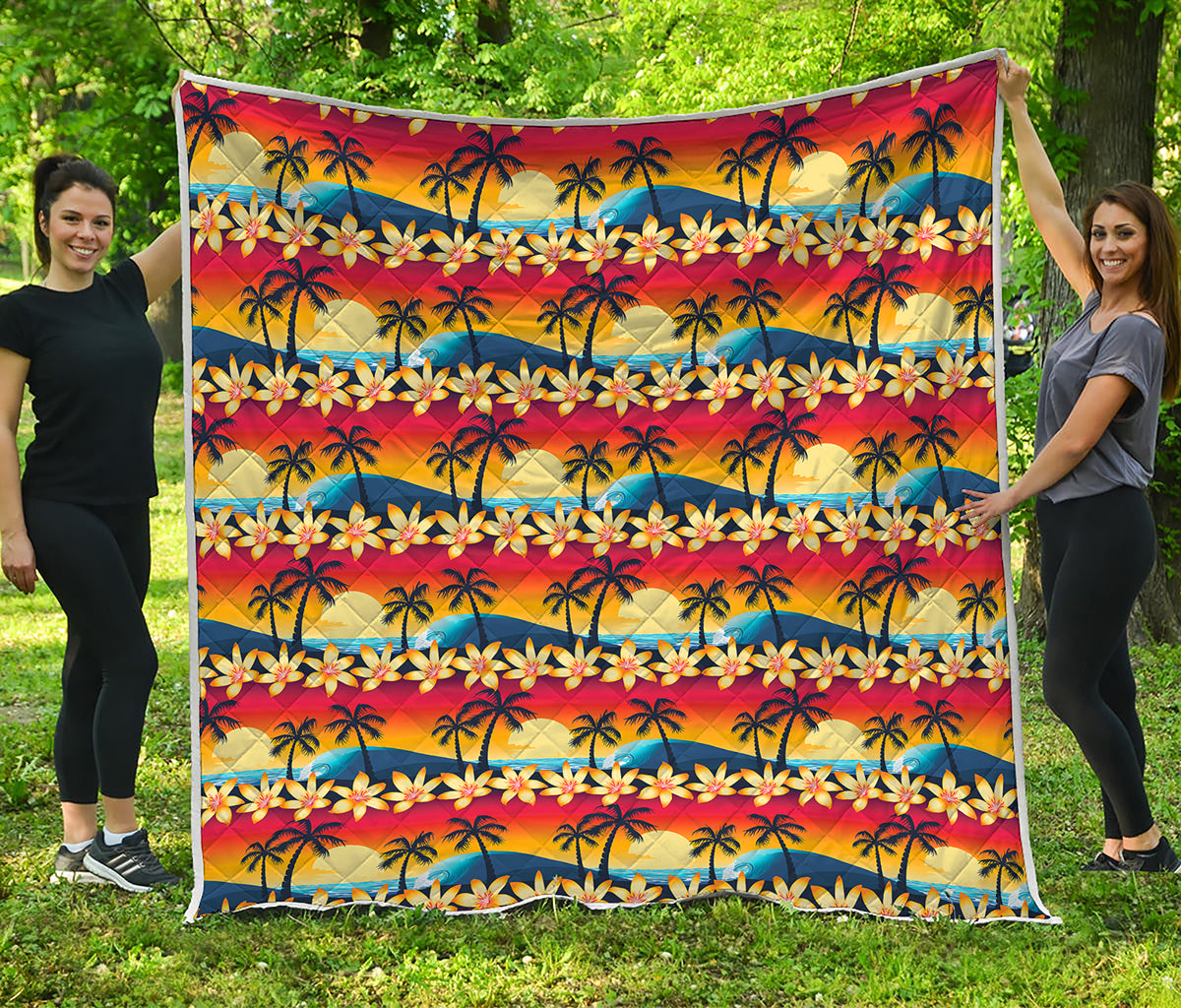 Tropical Sunset Pattern Print Quilt