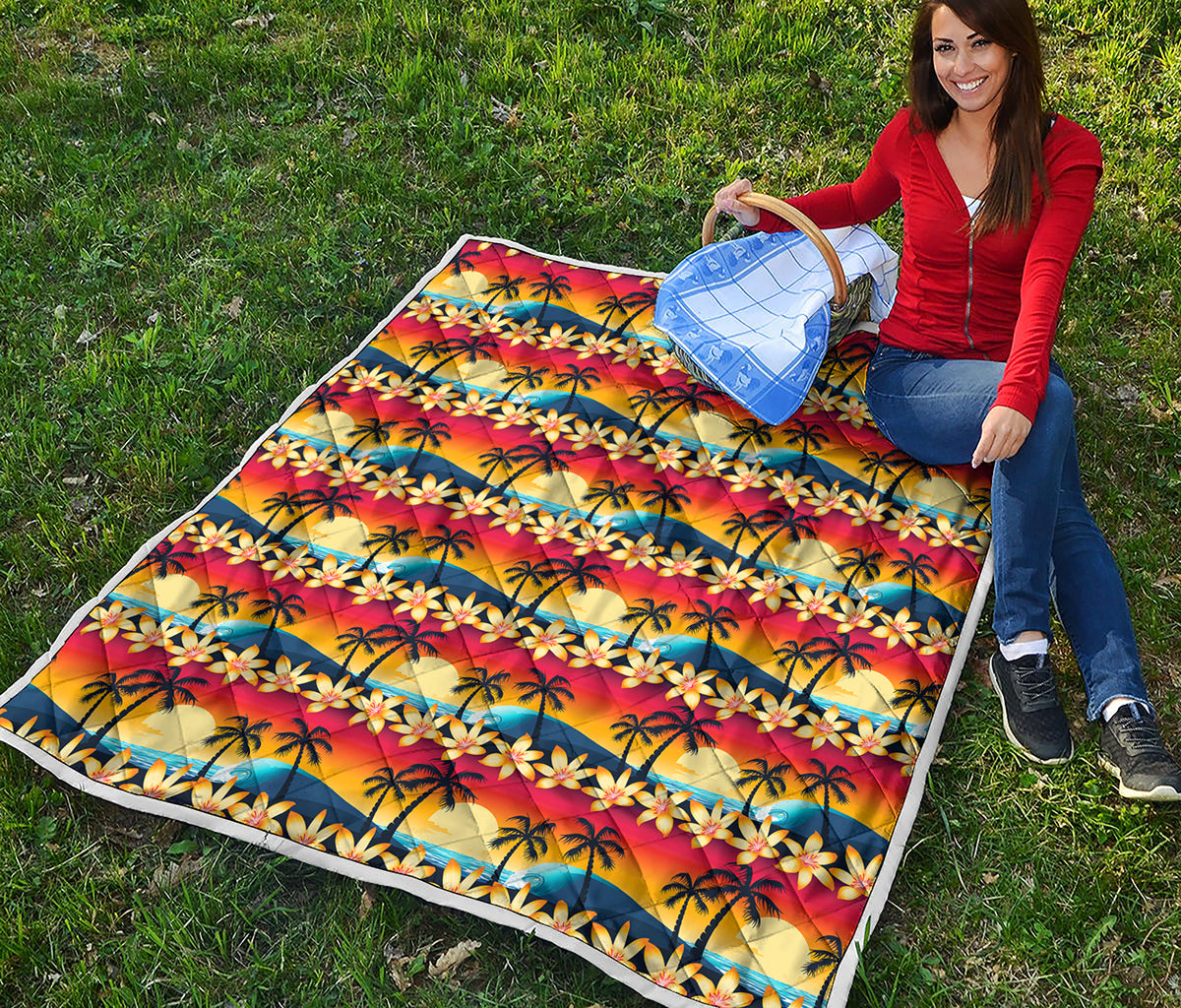 Tropical Sunset Pattern Print Quilt