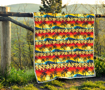 Tropical Sunset Pattern Print Quilt