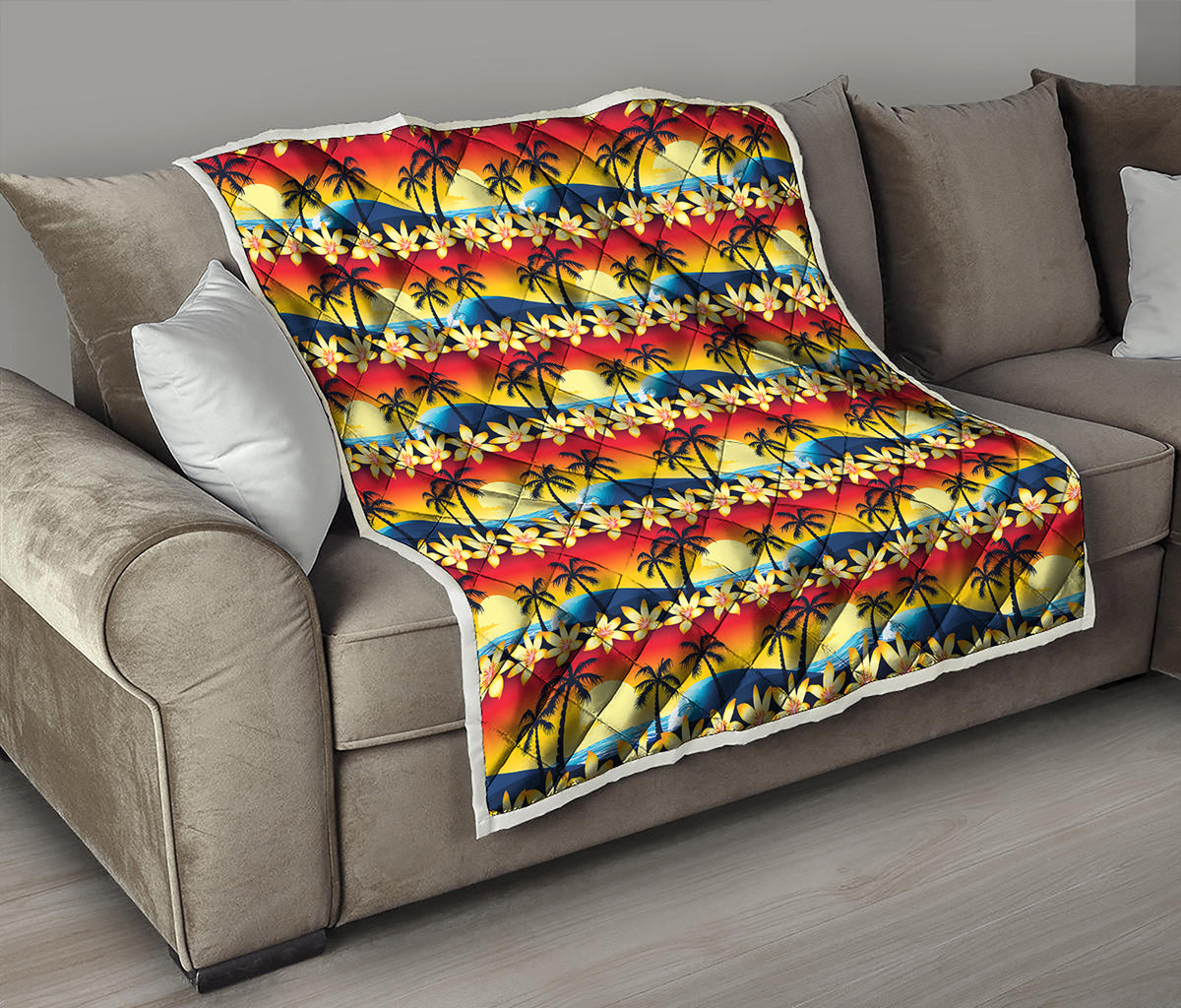 Tropical Sunset Pattern Print Quilt