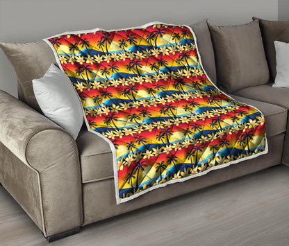 Tropical Sunset Pattern Print Quilt