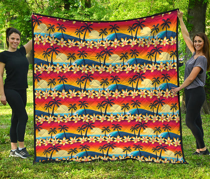Tropical Sunset Pattern Print Quilt