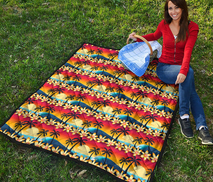 Tropical Sunset Pattern Print Quilt