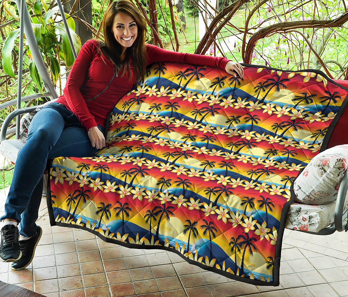 Tropical Sunset Pattern Print Quilt