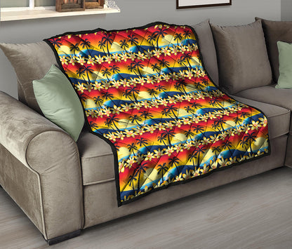 Tropical Sunset Pattern Print Quilt