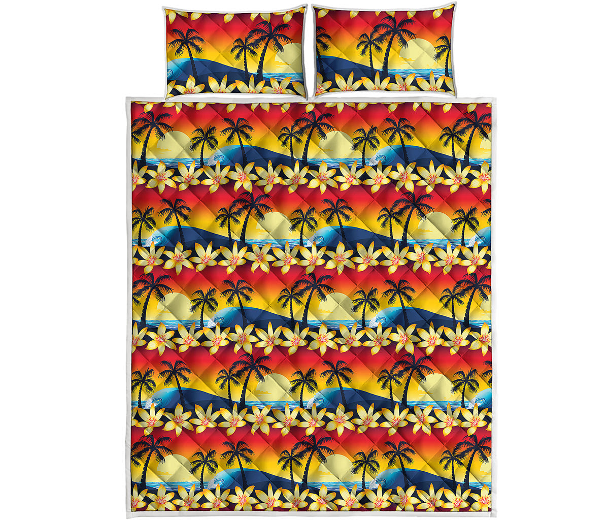 Tropical Sunset Pattern Print Quilt Bed Set