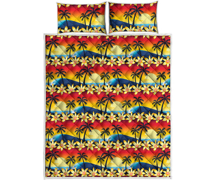 Tropical Sunset Pattern Print Quilt Bed Set