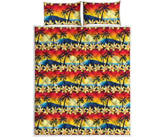Tropical Sunset Pattern Print Quilt Bed Set