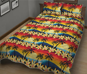 Tropical Sunset Pattern Print Quilt Bed Set