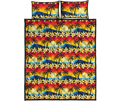 Tropical Sunset Pattern Print Quilt Bed Set