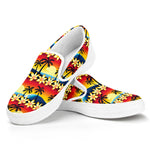 Tropical Sunset Pattern Print White Slip On Shoes