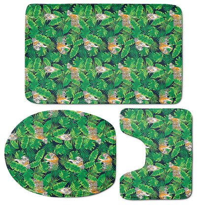 Tropical Tiger Pattern Print 3 Piece Bath Mat Set
