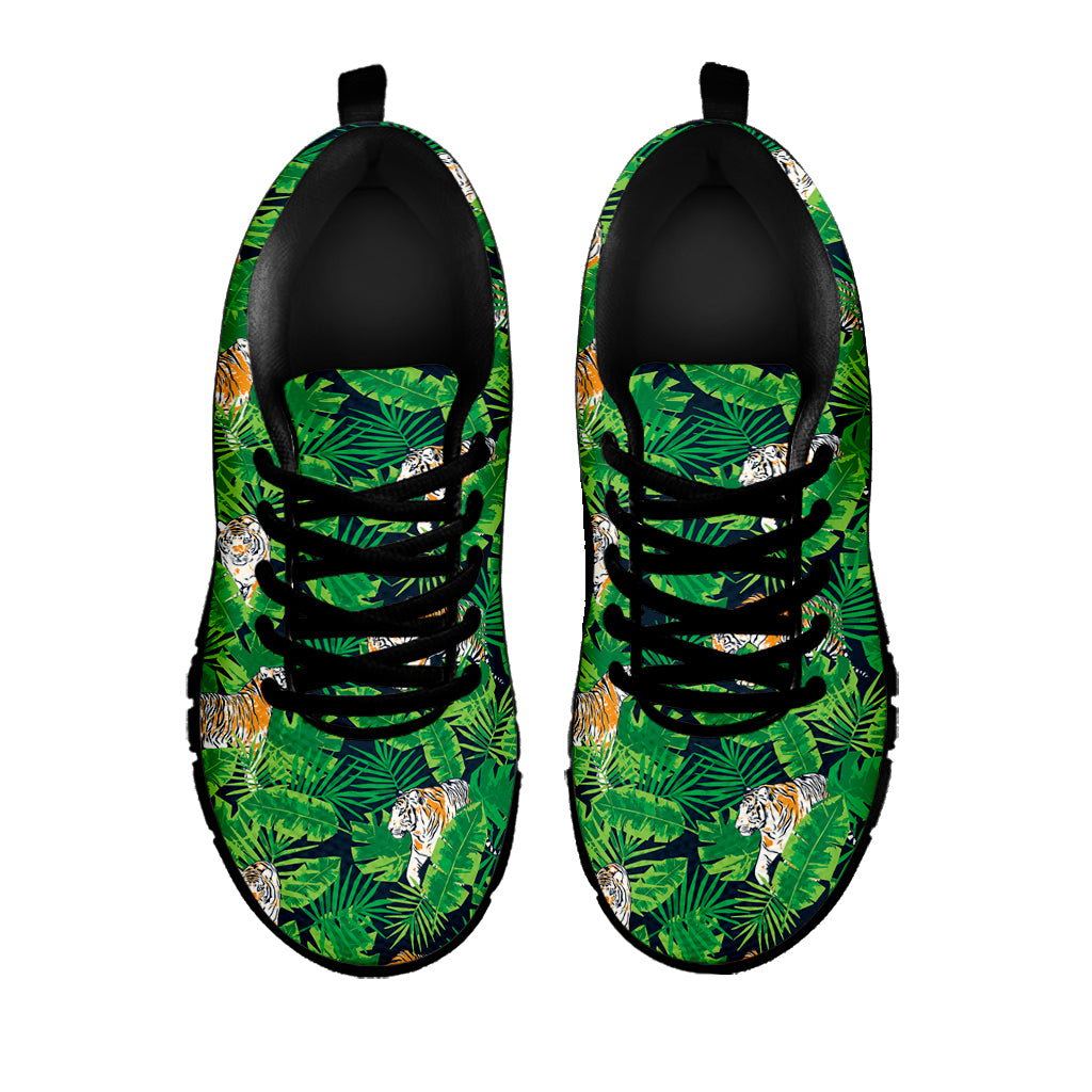 Tropical Tiger Pattern Print Black Sneakers