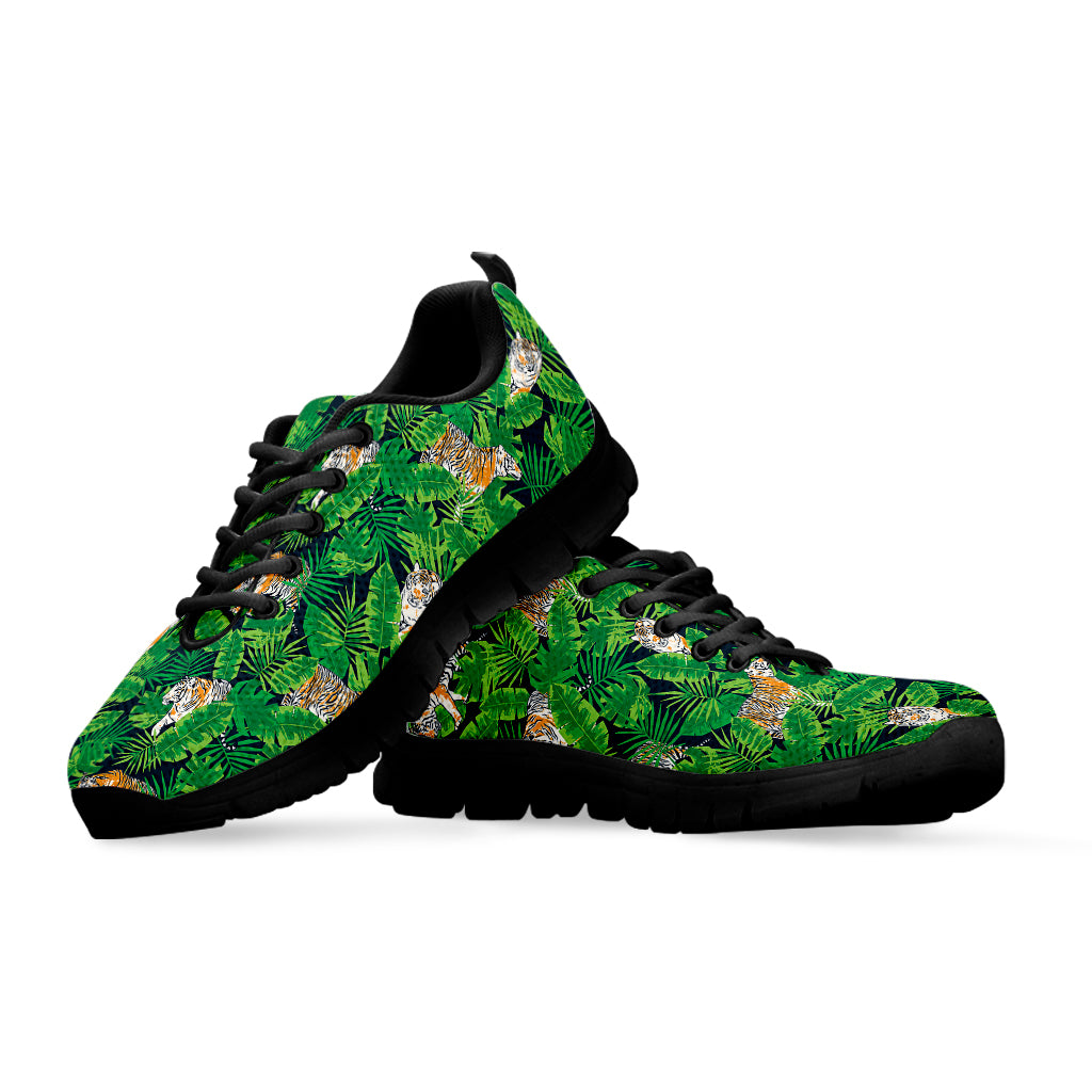 Tropical Tiger Pattern Print Black Sneakers