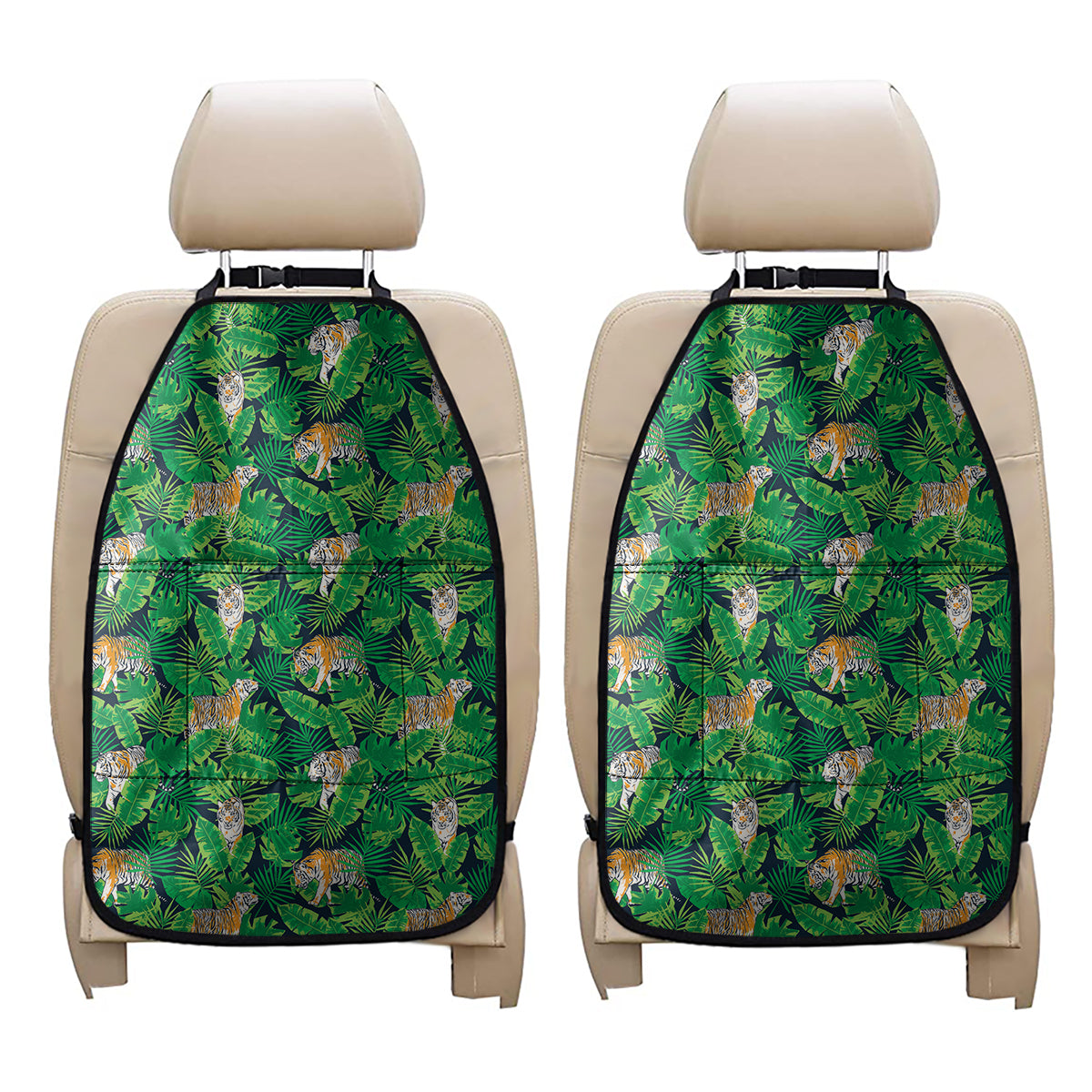 Tropical Tiger Pattern Print Car Seat Organizers